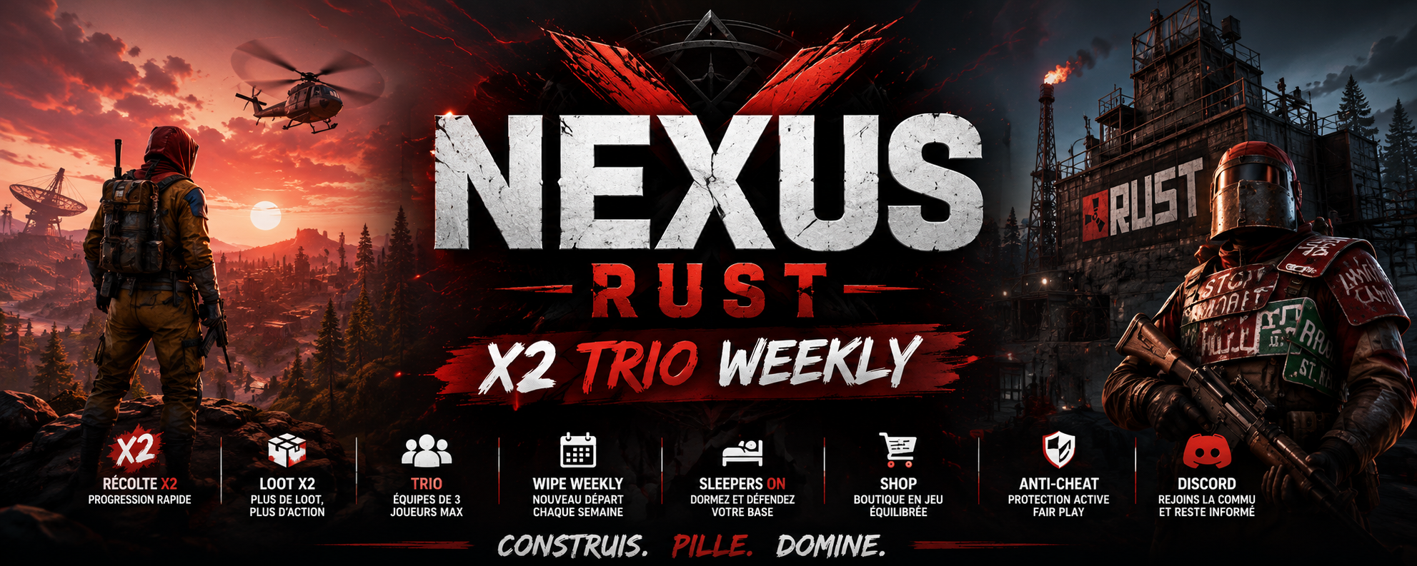 Nexus Rust #1 — Vanilla 2x (Solo/Duo/Trio) - Rust Server