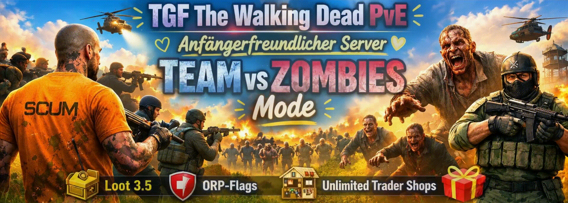 [DE]TGF TheWalkingDead PvE L3.5/ORP-Flag Anfängerfreundlich Discord & Starterkits - Server Scum