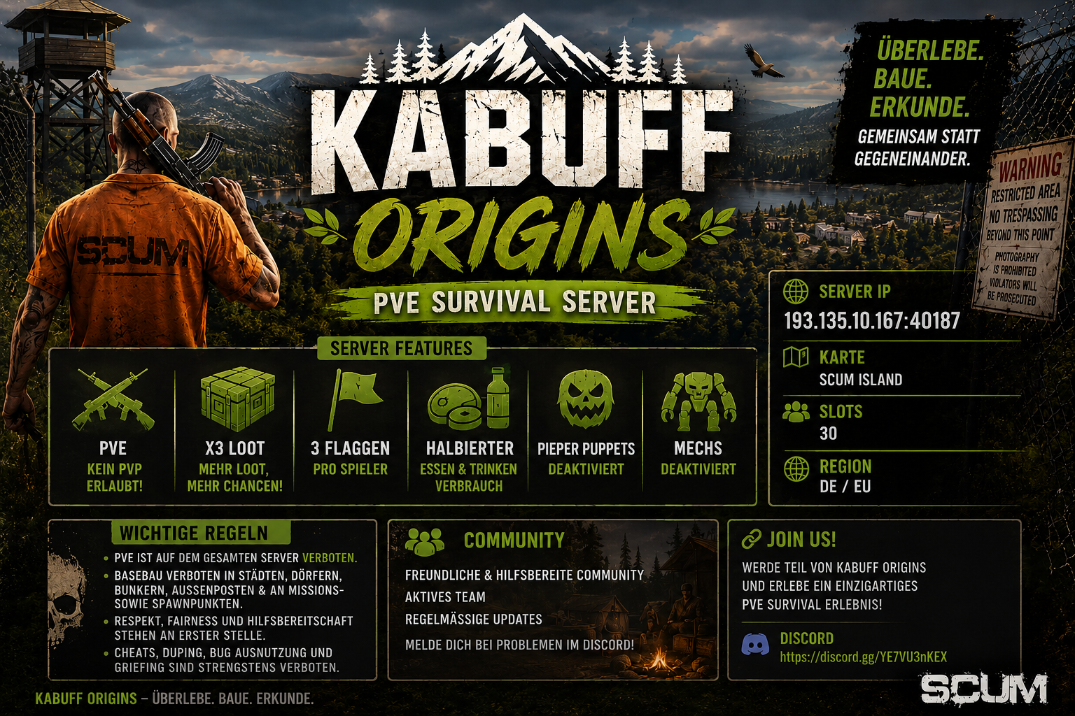 [DE/EU] Kabuff Origins / X3 Loot / No Starterkits / No Adminshop / Chill & Survival - Server Scum