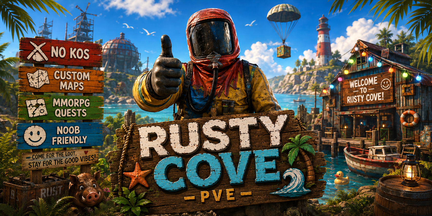 RUSTY COVE | PVE | CHILL | NO KILLING/STEALING/RAIDING - Rust Server