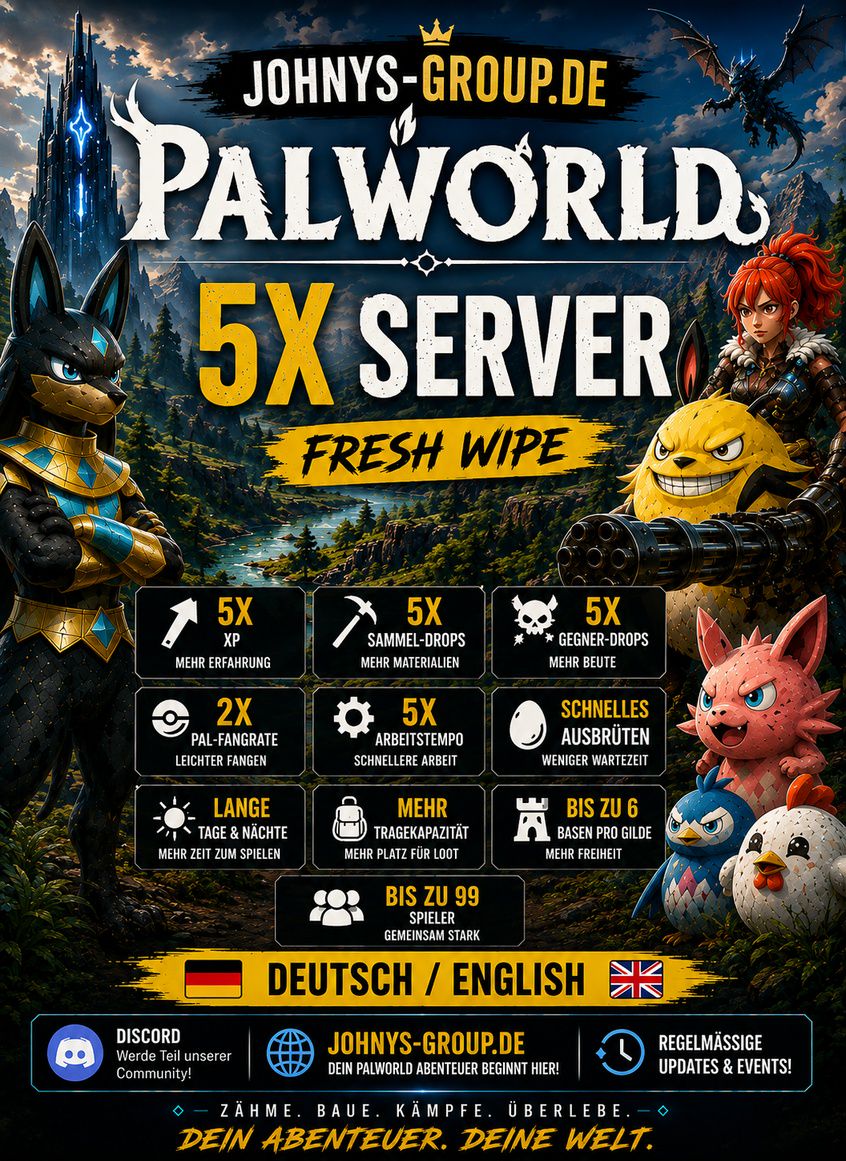 [GER/ENG] Johnys-Group.de Palworld | 5x | AdminShop | Fresh Wipe | - Server Palworld