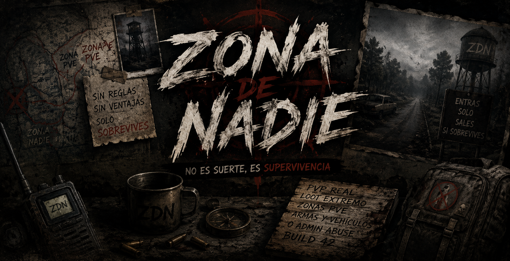 ESP LATIM EU ZONA DE NADIE  PVP PVE 0ADMIN ABUSE SE PAGA 1€ POR CADA 24H LEER MAS INF DESCRIPCION - Servidor Project Zomboid
