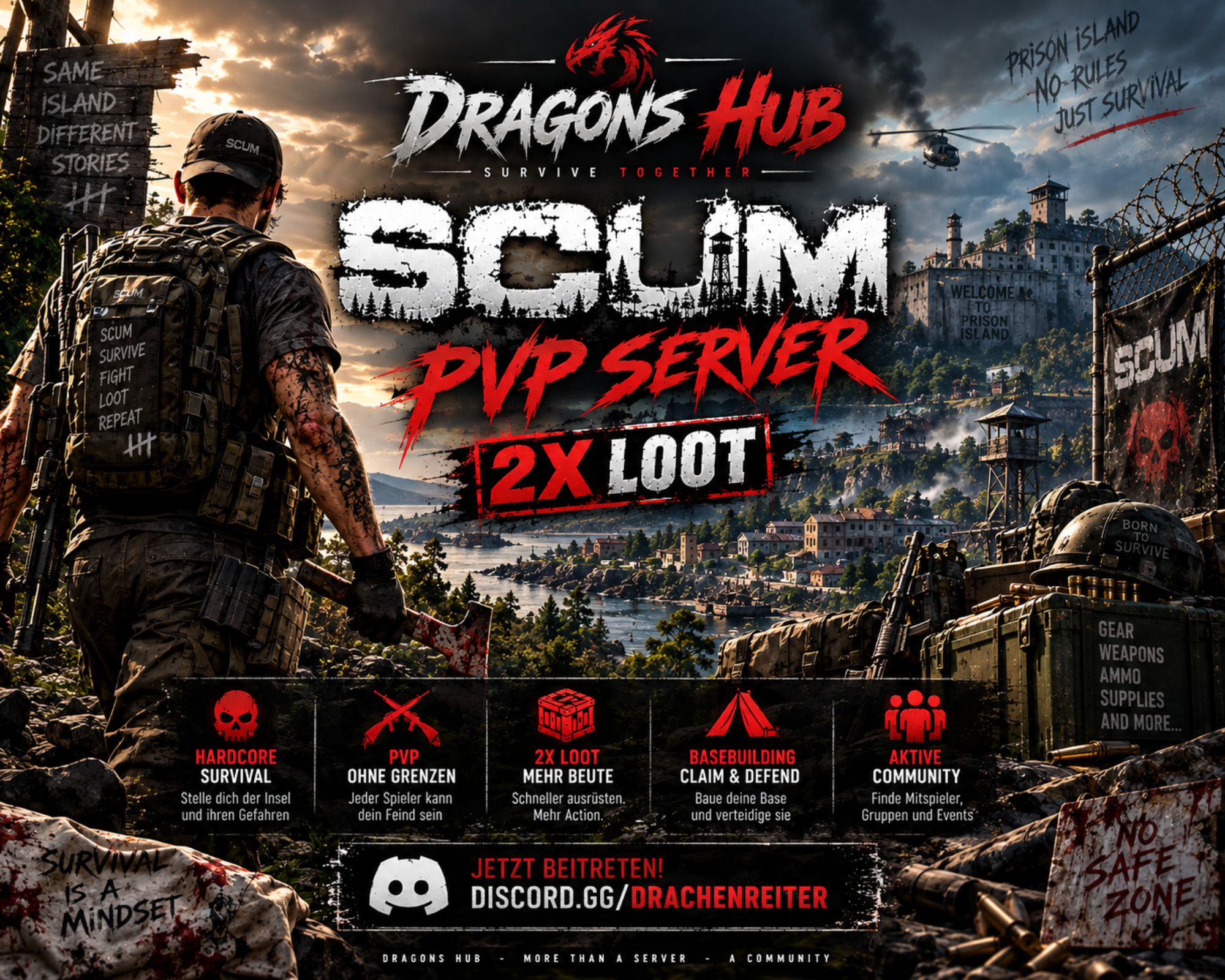 Dragons Hub Survival | PvP | GER | 2x Loot - Server Scum