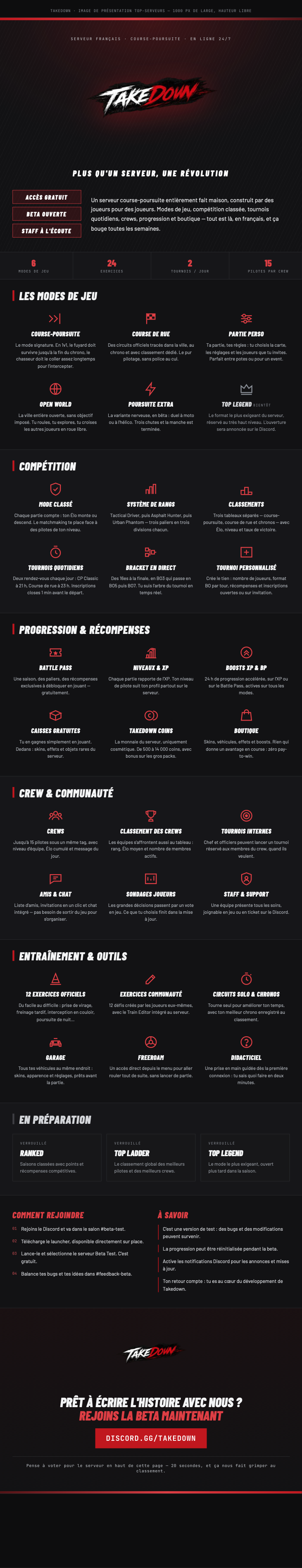 Takedown | Course Poursuite - Compétitif - Tournois & mini-jeu - Serveur GTA