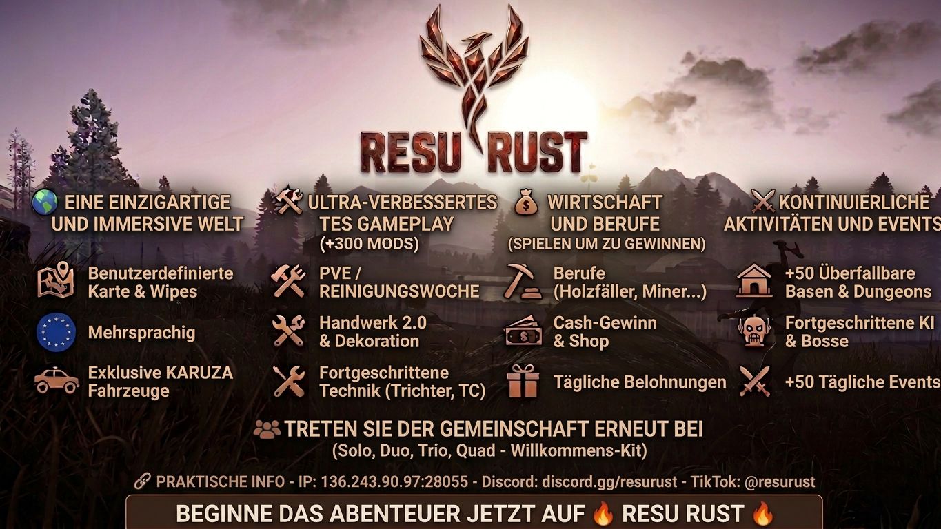 ResuRust | EU X3 PVE/EVENTS/ARENA/MODS/KARUZA - Server Rust
