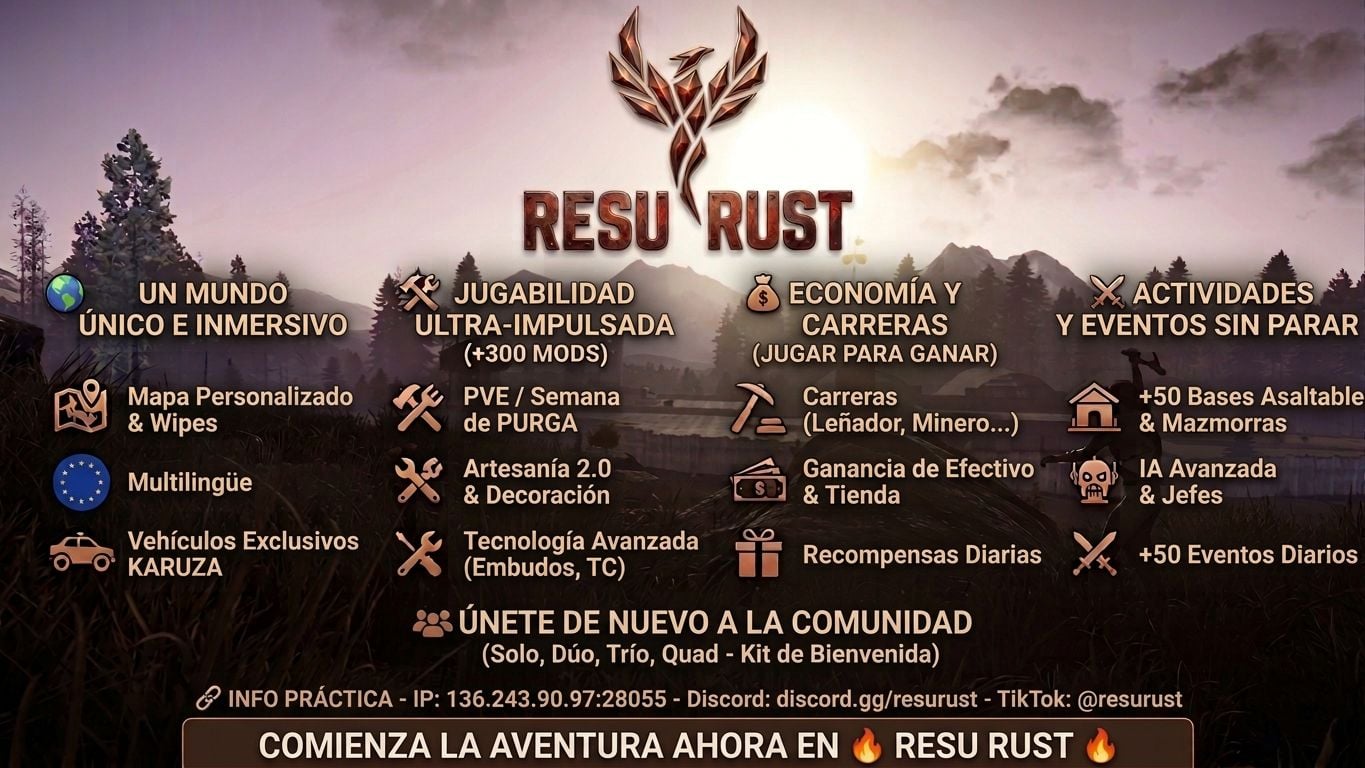 ResuRust | EU X3 PVE/EVENTS/ARENA/MODS/KARUZA - Servidor Rust