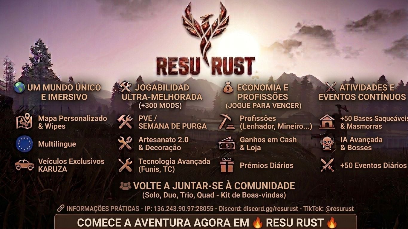 ResuRust | EU X3 PVE/EVENTS/ARENA/MODS/KARUZA - Servidor Rust