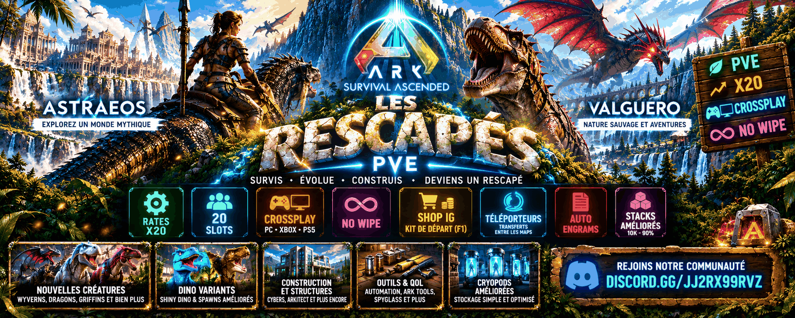 Les Rescapés | PVE X20 | Crossplay | No Wipe | Shop - Serveur ARK Survival Ascended