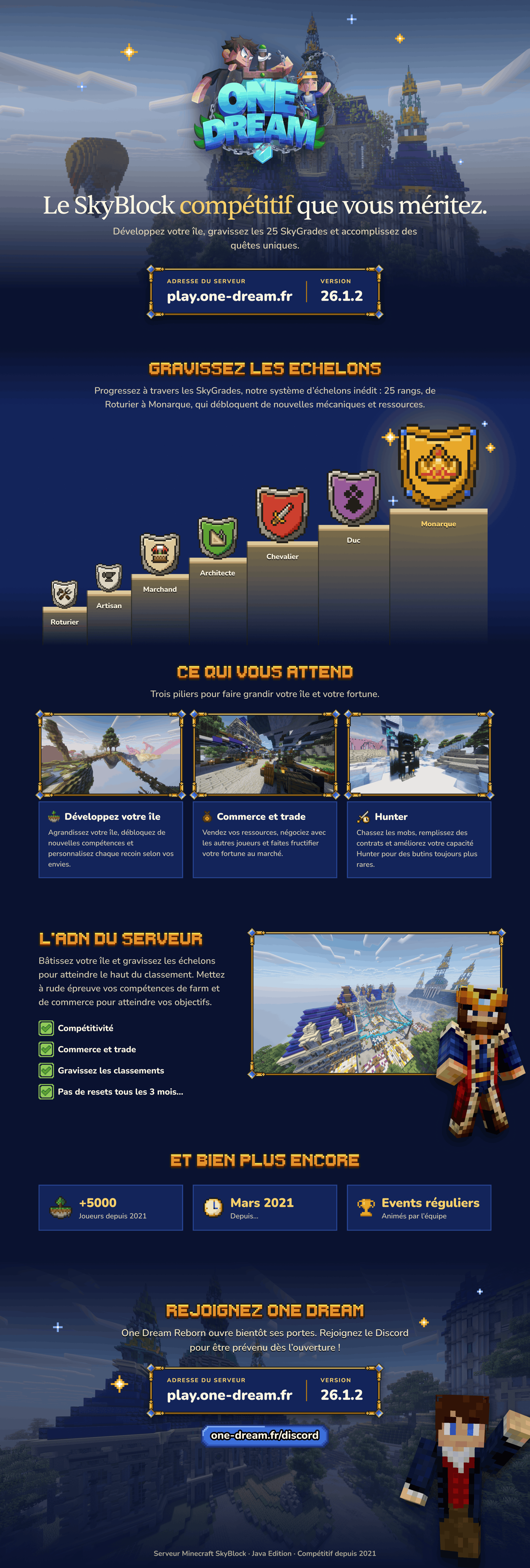 One-Dream | SkyBlock 100% FARM2WIN - COMMERCE - TRADE - Serveur Minecraft