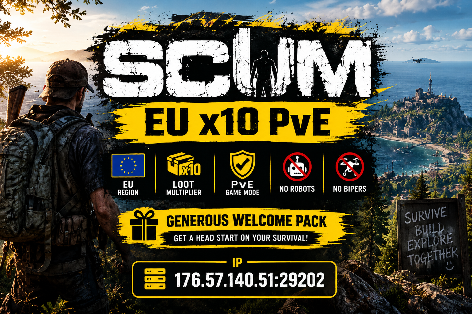 EU x10 PvE / No Robots / No Bipers - Scum Server