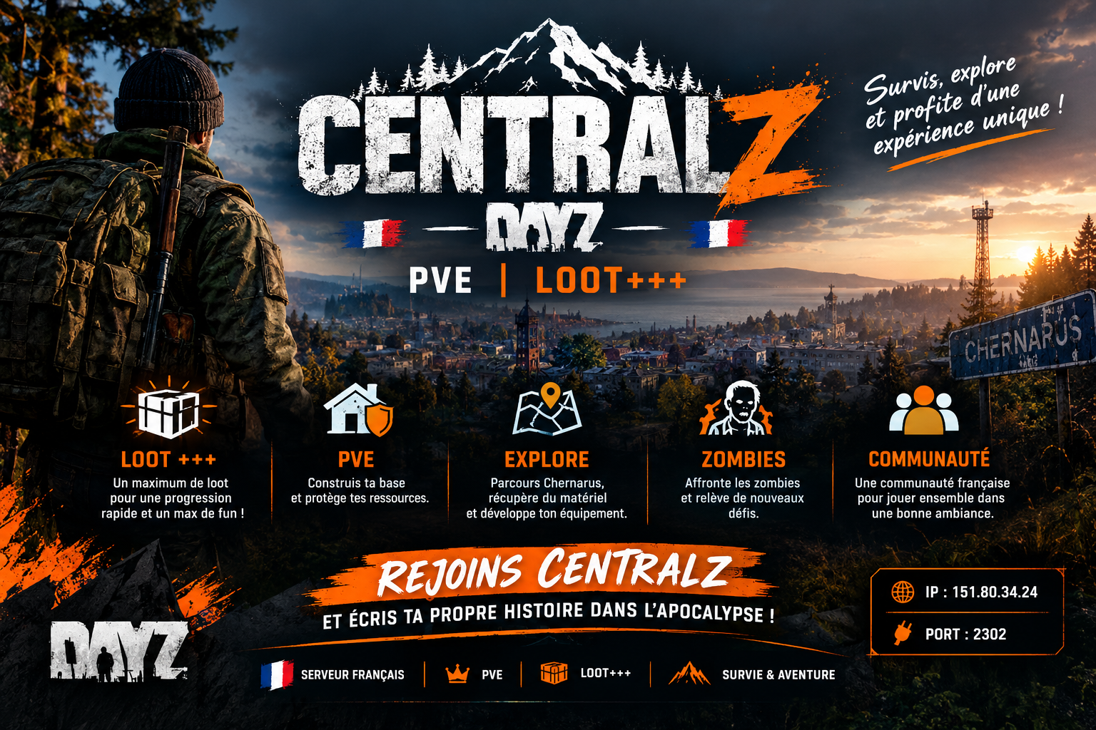 [FR] CENTRALZ | PVE | Loot+++ - Serveur Dayz
