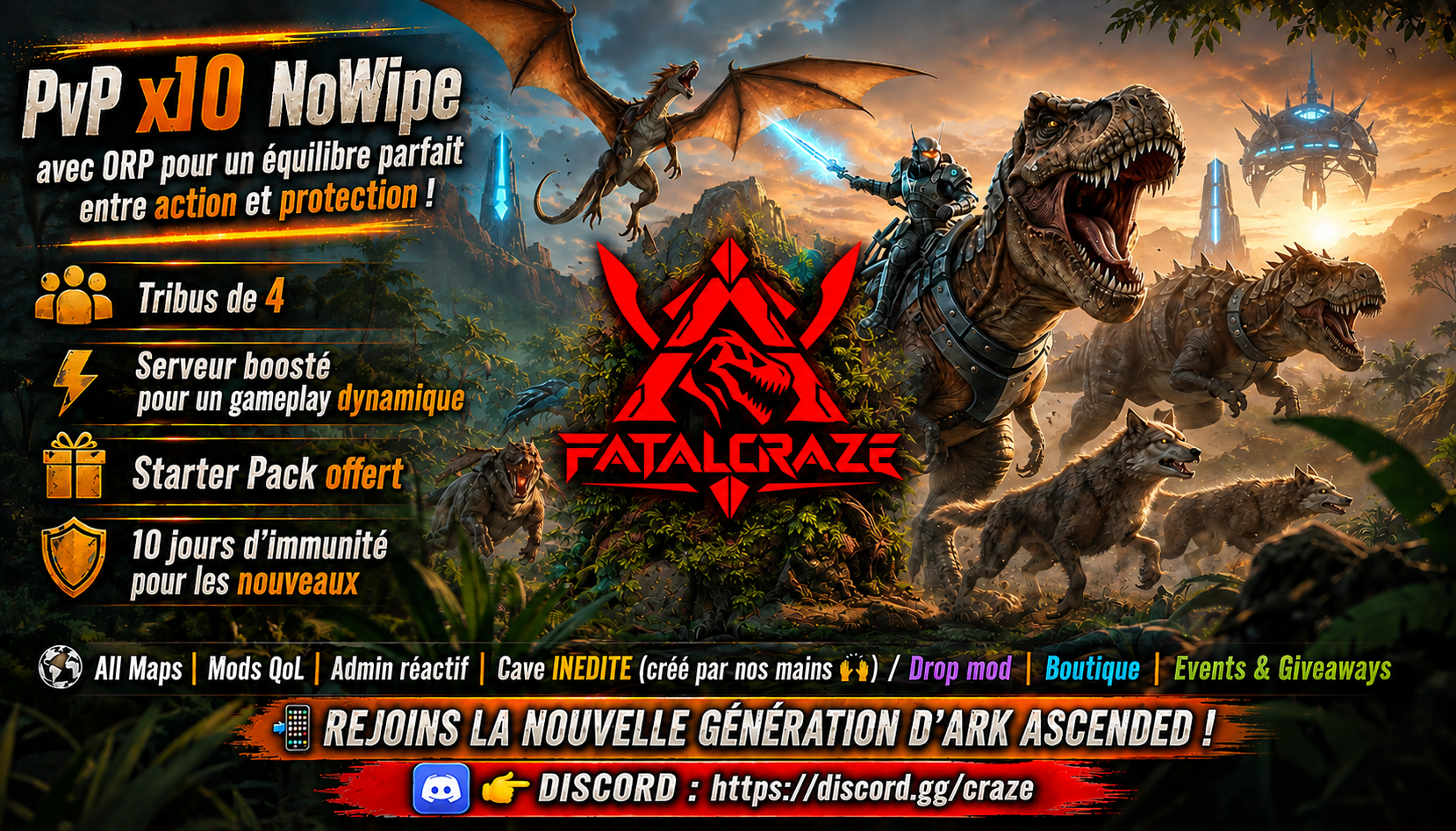 FatalCraze / NoWipe / x10 / PVP [FR] - Serveur ARK Survival Ascended