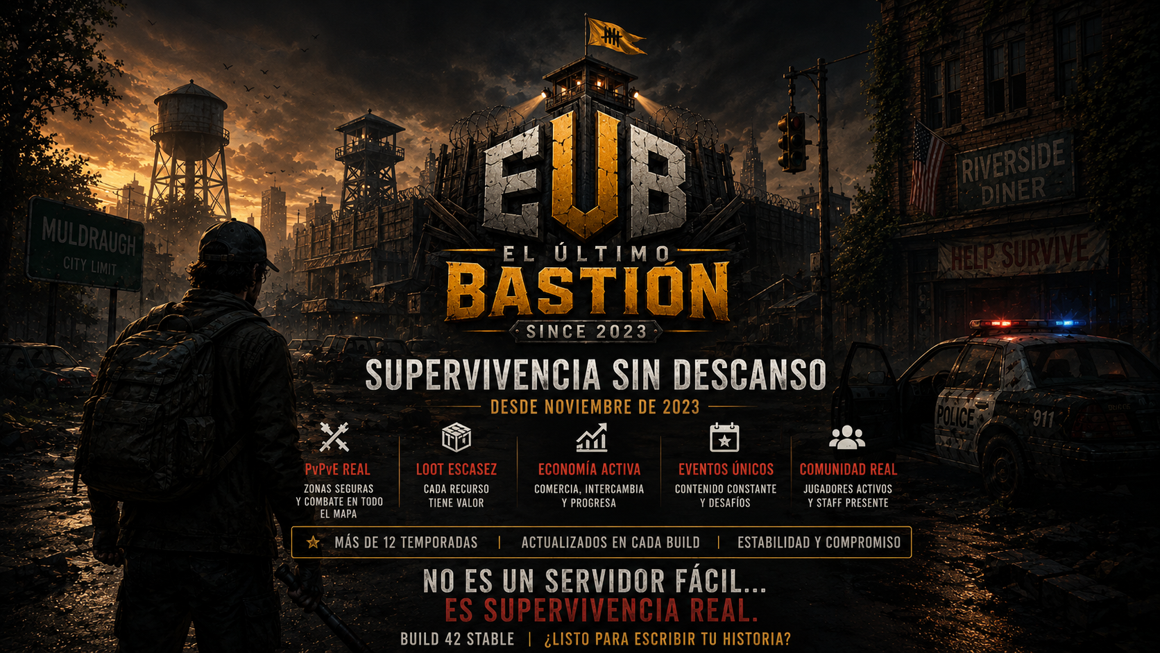 ☣️ EL ULTIMO BASTION XIII | Corredores | Hordas Dinámicas | PvPvE [ESP][LATAM] - Servidor Project Zomboid