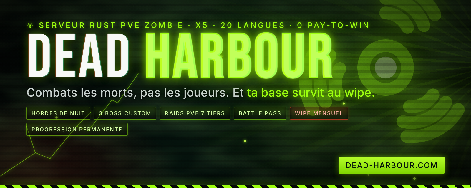 DEAD HARBOUR | PvE Zombie x5 | Ta base survit au wipe - Serveur Rust