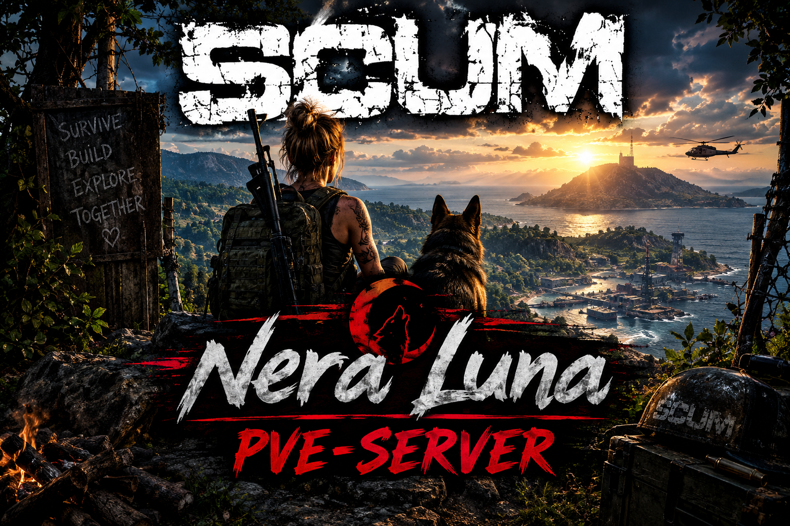 [GER] Nera Luna PVE (no Mechs+Dropships) Starterkit,Loot x2,Adminbase+Hostel - Server Scum